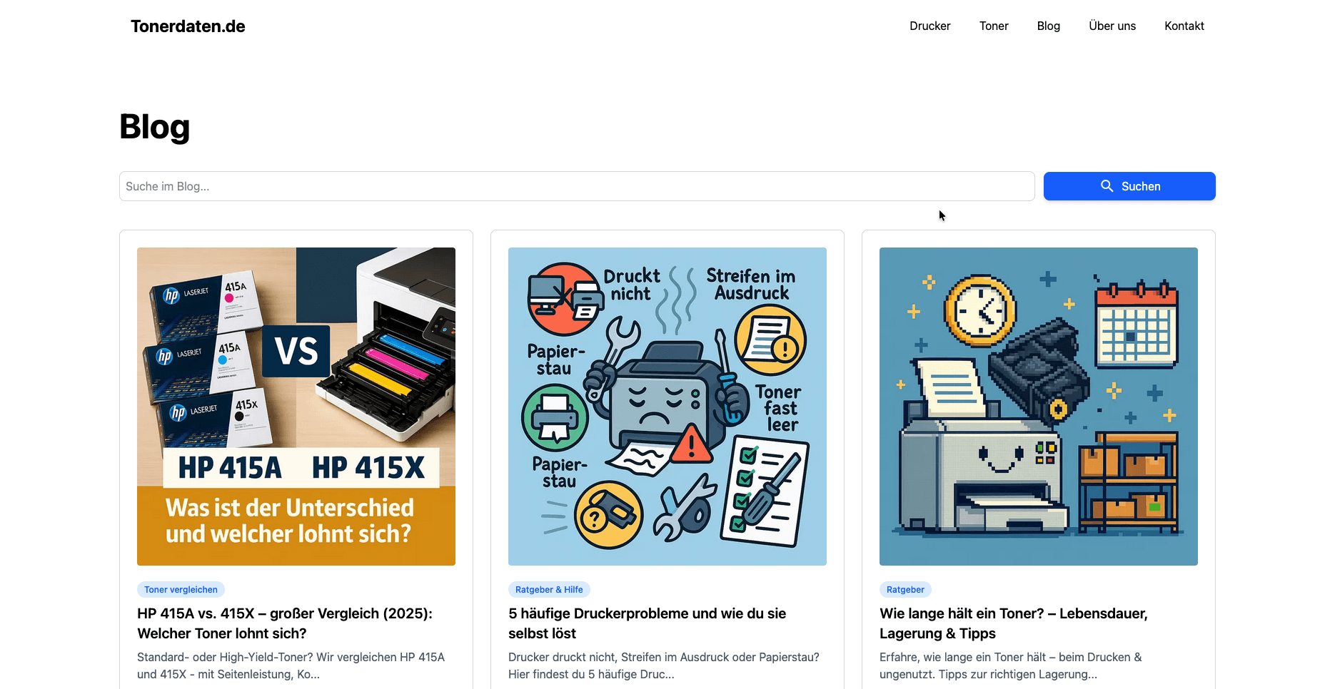 A preview of the Tonerdaten.de project.